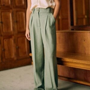 Sezane Theophile Trousers Light Green--NWT